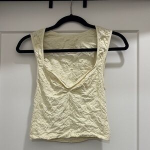 Free People Cream Textured Crop Top